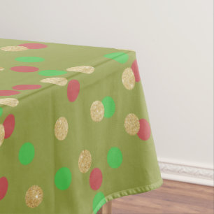 Toalha De Mesa confetes verdes vermelhos do Natal do brilho
