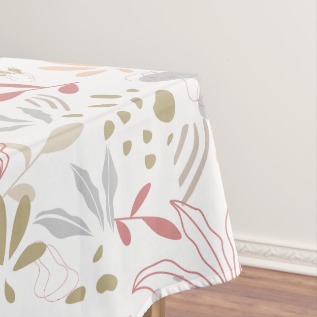 Toalha De Mesa Contemporary Leaves Grey, Brown, Rust (Posição Original)