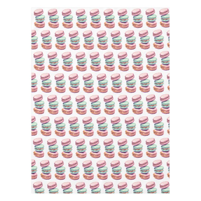 Toalha De Mesa Cookies Rosa Pastel e Macaron Verde Mint (Frente)