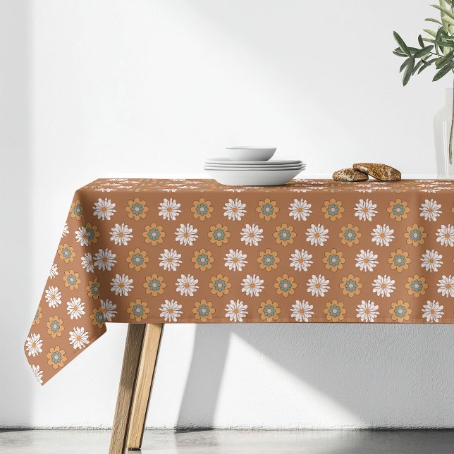 Toalha De Mesa Copper Floral Tablecloth Pastel Boho Dining Style (Copper Floral Tablecloth Pastel Boho Dining Style)