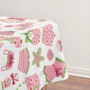 Toalha De Mesa Coquete Pink & Green Verão Férias de Praia