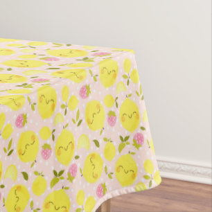 Toalha De Mesa Cor-de-rosa com limão de morango