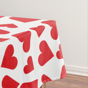 Toalha De Mesa Cor Vermelha de Padrão Coração Bonito