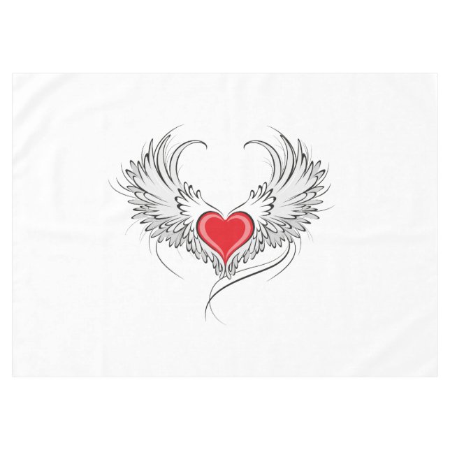 Toalha De Mesa Coração Anjo Vermelho com asas (Frente (Horizontal))
