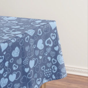 Toalha De Mesa Coração Azul de Amor Moderno e Elegante Moderno