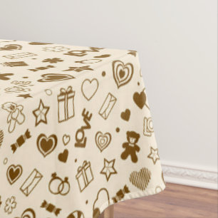 Toalha De Mesa Coração Dourada de Amor Moderno e Elegante