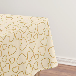 Toalha De Mesa Coração Dourada de Amor Moderno e Elegante
