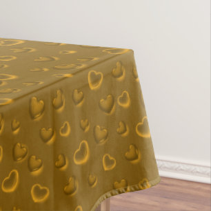 Toalha De Mesa Coração Dourada Lúxury Moderno Elegante