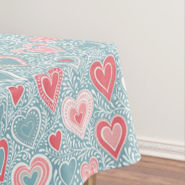 Toalha De Mesa Coração Floral Coração Coração Penteado Azul Pente