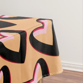Toalha De Mesa Coração Gradiente Rosa Vermelho e Preto