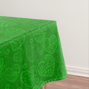 Toalha De Mesa Coração Verde de Amor Moderno e Elegante