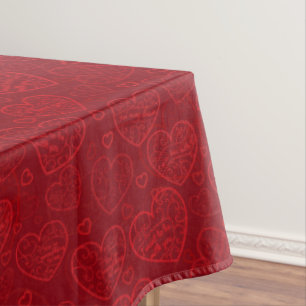 Toalha De Mesa Coração Vermelho de Amor Moderno e Elegante Mode