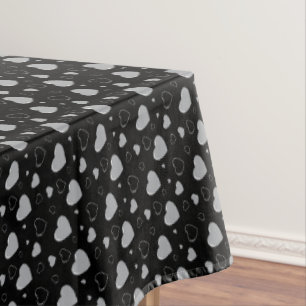 Toalha De Mesa Corações cinzas brilhantes padrão fofo romântico