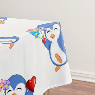 Toalha De Mesa Corações de Pinguins Dia de os namorados de Tabl