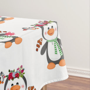 Toalha De Mesa Corações de Pinguins Dia de os namorados de Tabl