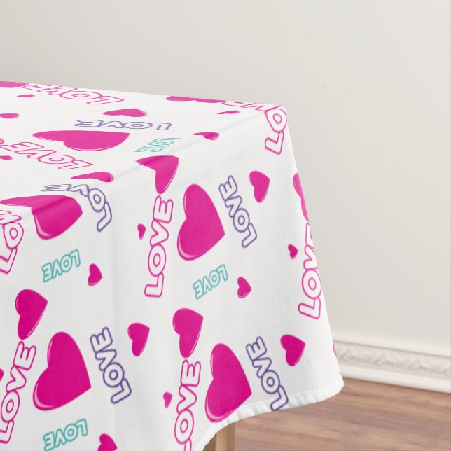 Toalha De Mesa Corações e Amor Rosa Bonitos - padrão romântico (Posição Original)