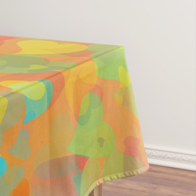 Toalha De Mesa Corações em queda laranja (Posição Original)