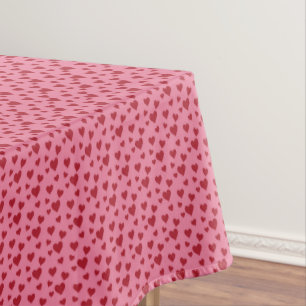 Toalha De Mesa Corações Espalhados Doces - Rosa e Vermelho Doce