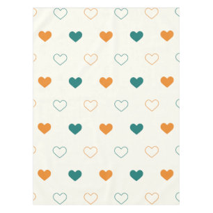 Toalha De Mesa Corações lindos / creme laranja verde