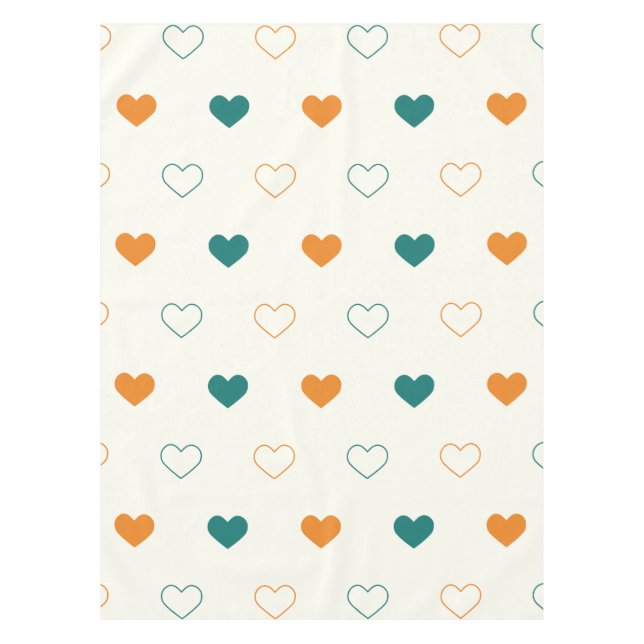 Toalha De Mesa Corações lindos / creme laranja verde (Frente)