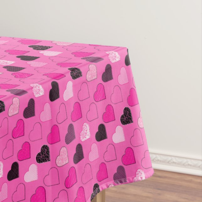 Toalha De Mesa Corações Modernos de Meio século Rosa (Posição Original)