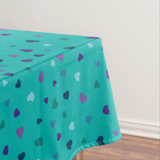 Toalha De Mesa Corações Pequenos, Roxo, Azul Turquesa, Azul sobre