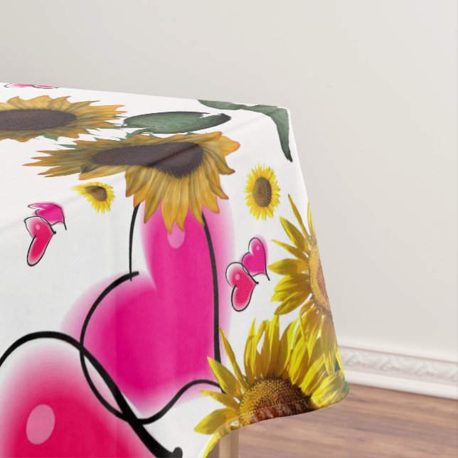 Toalha De Mesa Corações Rosa Sunflower Tablecloth (Posição Original)