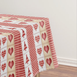 Toalha De Mesa Corações Vermelhos, Cheque, Árvores de Natal