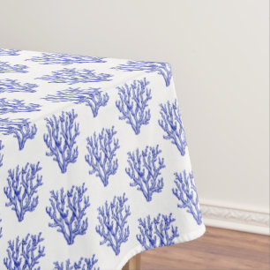 Toalha De Mesa Coral-do-mar azul e branco