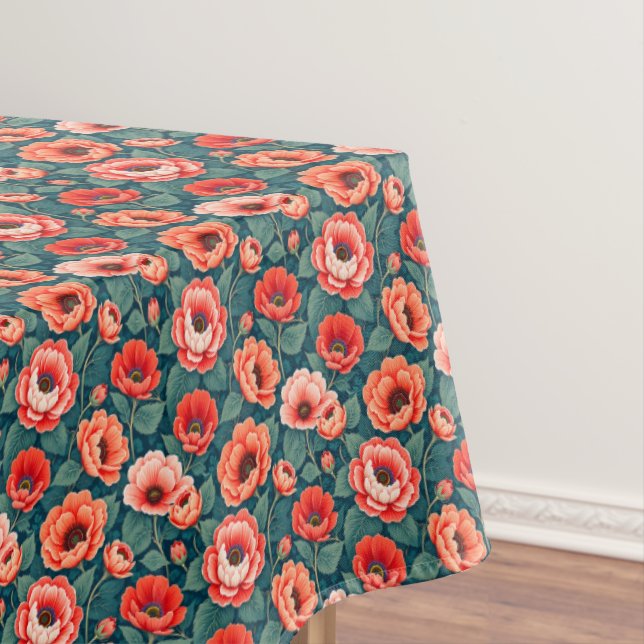 Toalha De Mesa Coral e Chinoiserie Rosa (Posição Original)