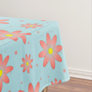 Toalha De Mesa Coral, rosa e pó, flores de margarida delicadas, a