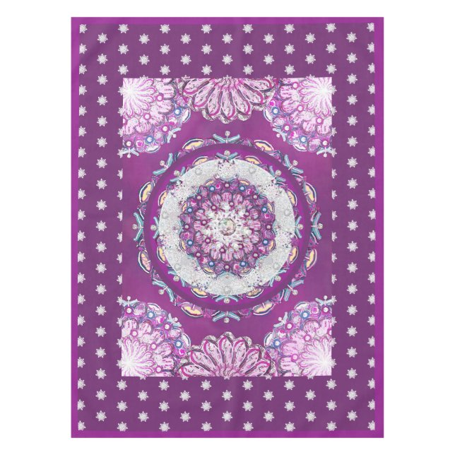 Toalha De Mesa Corante vermelho cardinal e floco de neve (Frente)