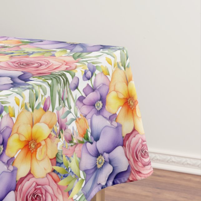 Toalha De Mesa Cores de Primavera Florais Elegantes (Posição Original)