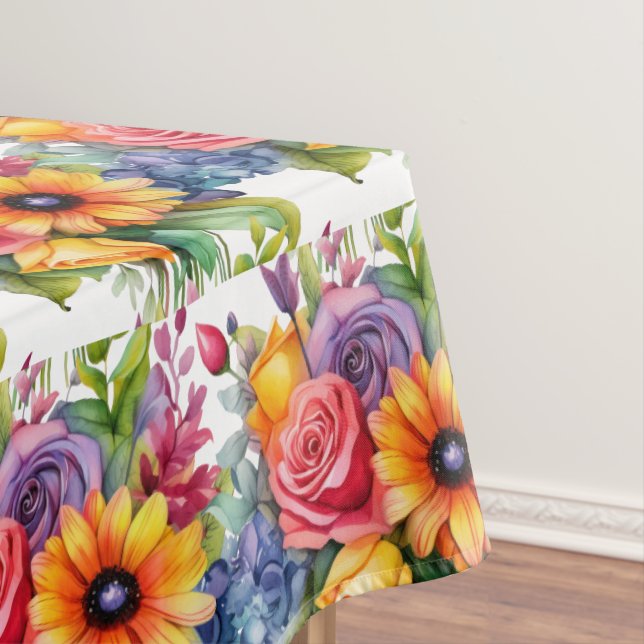 Toalha De Mesa Cores Florais da Primavera Chic (Posição Original)
