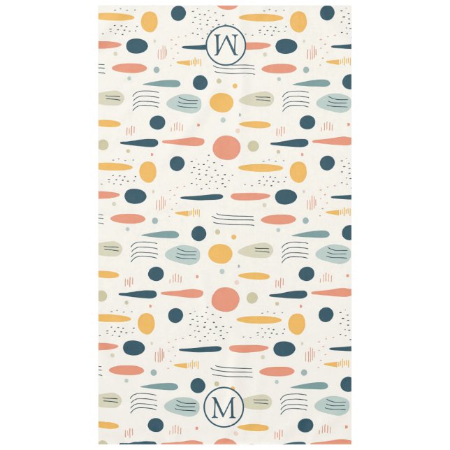 Toalha De Mesa Cores Pastel Boho Abstrato Minimal Personalizado (Frente)