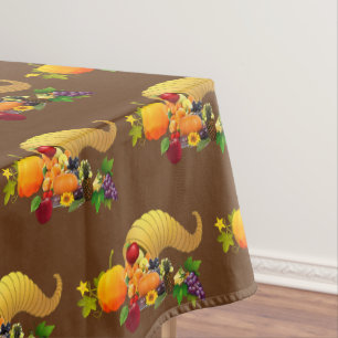 Toalha De Mesa Corno de Abundância de Ação de Graças em Marrom