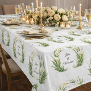 Toalha De Mesa Coroa de Lírios Cala Brancos Decoração de Casament