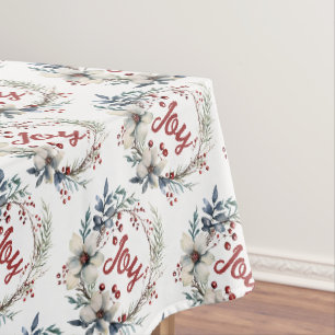 Toalha De Mesa Coroa de Natal, com flores brancas, morangos verme
