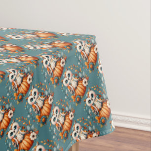 Toalha De Mesa Coruja de Patchwork em Abóbora — Cottagecore Outon