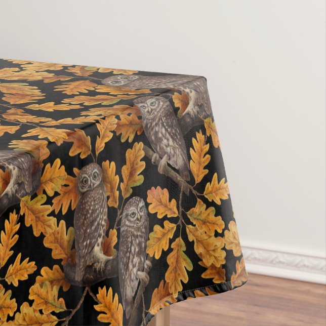 Toalha De Mesa Corujas de outono em preto (Posição Original)