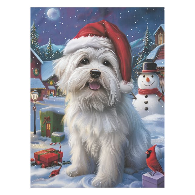 Toalha De Mesa Coton De Tulear Winter Wonderland Natal Joy (Frente)