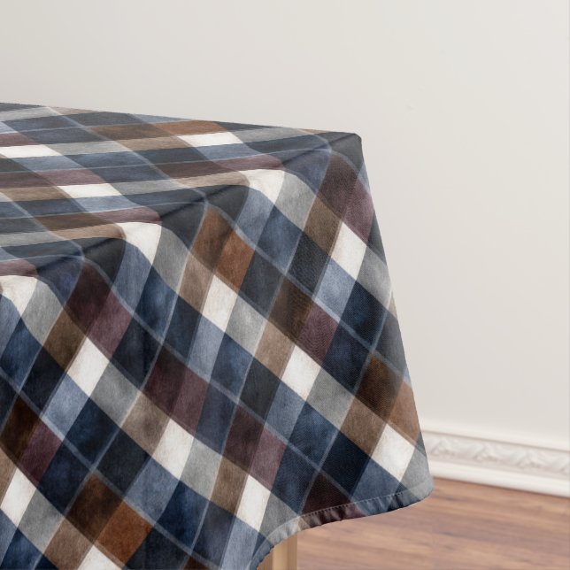Toalha De Mesa Country Blue Red White Grey Squares Christmas (Posição Original)