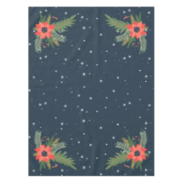 Toalha De Mesa Country Red Poinsettias em Azul