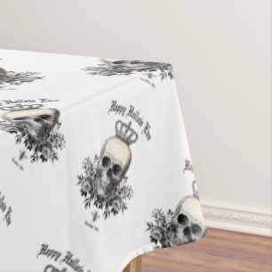 Toalha De Mesa Crânio e coroa do Dia das Bruxas Moderno Vintage