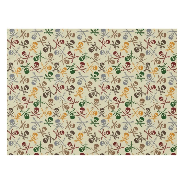 Toalha De Mesa Crânios do pirata com espadas cruzadas (Frente (Horizontal))