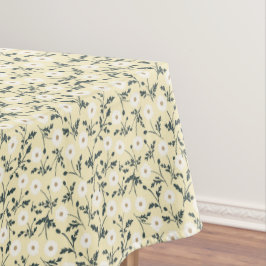 Toalha De Mesa Creme Amarelo Manteiga Moderno Padrão Daisy Farmho