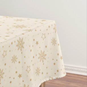 Toalha De Mesa Creme e Dourado Floco de Neve Tablecloth