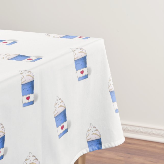 Toalha De Mesa Creme Latte & Whipped (Azul) (Posição Original)