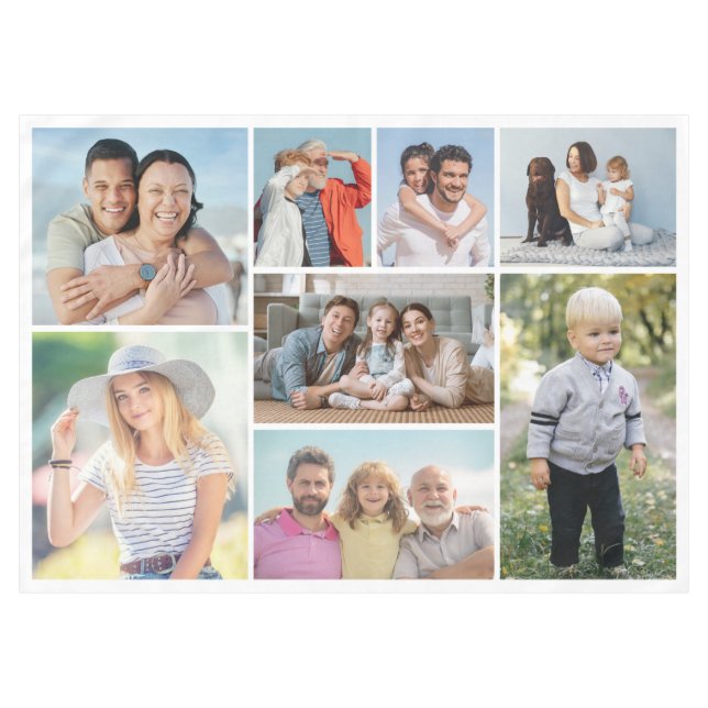 Toalha De Mesa Crie sua própria colagem de 8 fotos (Frente (Horizontal))