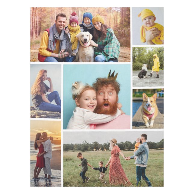 Toalha De Mesa Crie sua própria colagem de 8 fotos (Frente)